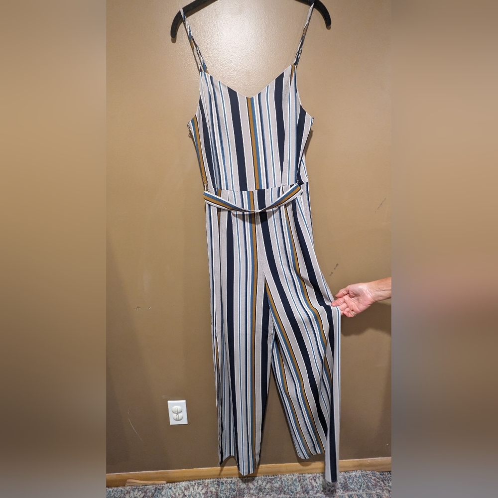Striped jumpsuit size large